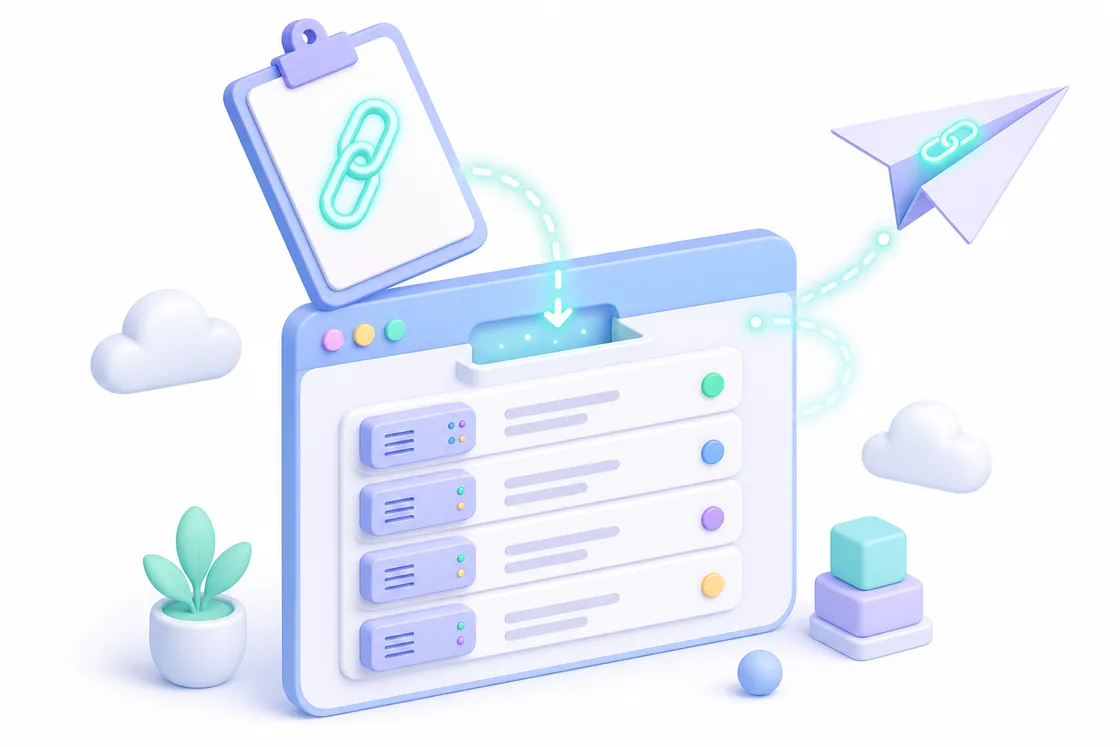 Illustration for tutorial step 2: copying the subscription link and pasting it into the client's profile page to import nodes